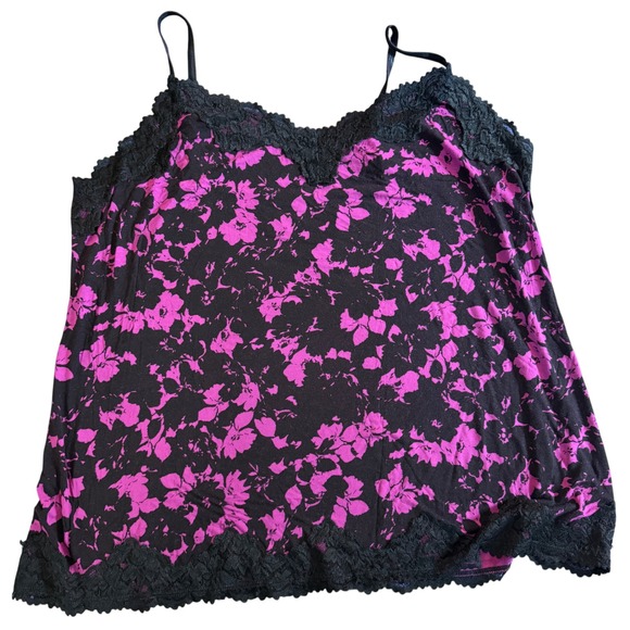 Lane Bryant The Lace Cami Plus Size 22/24 Black Pink Floral Tank Top - Picture 1 of 8